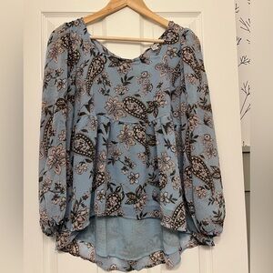 American Eagle Outfitters Blue Floral Blouse